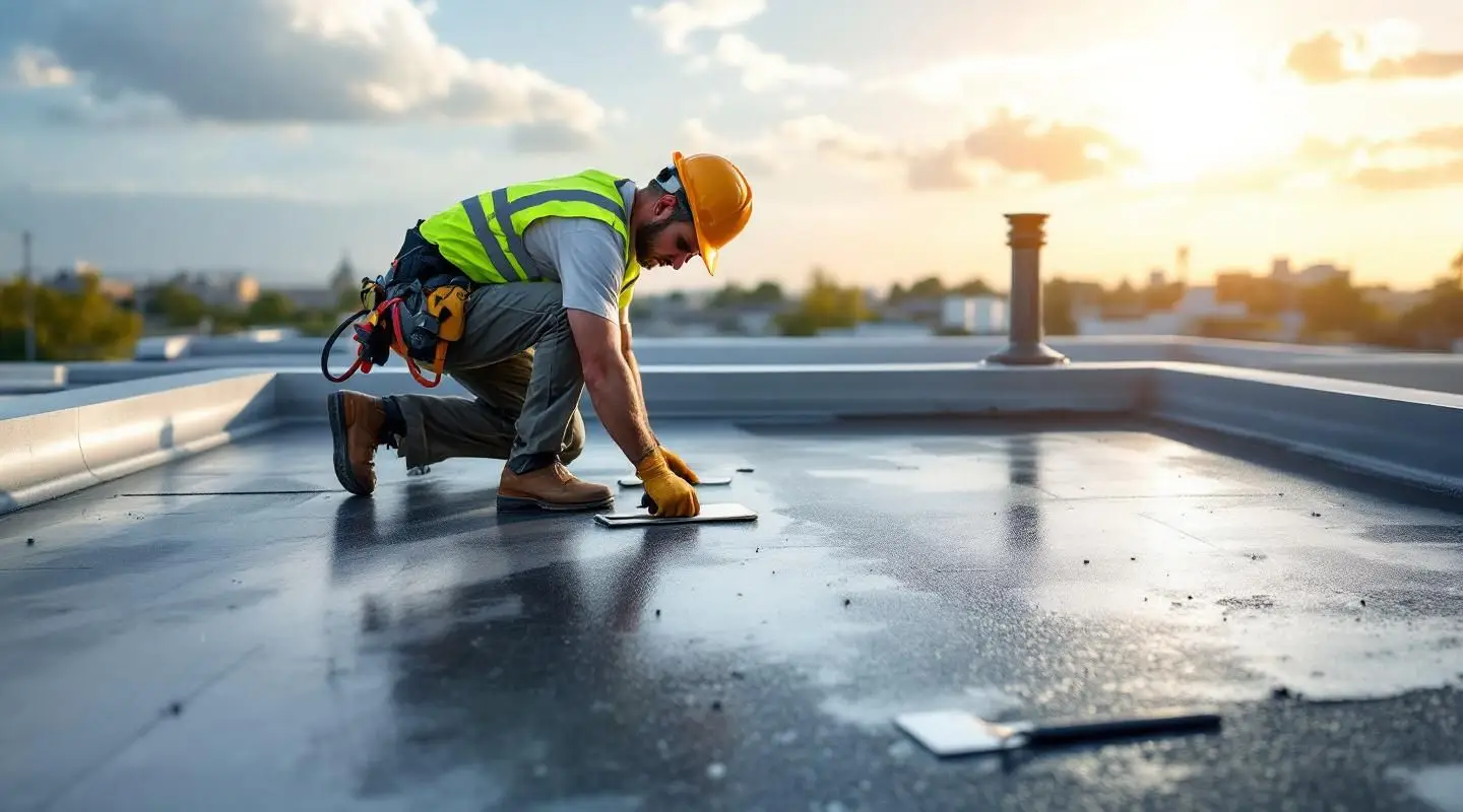 Commercial building with a new EPDM flat roof membrane installation in Las Vegas