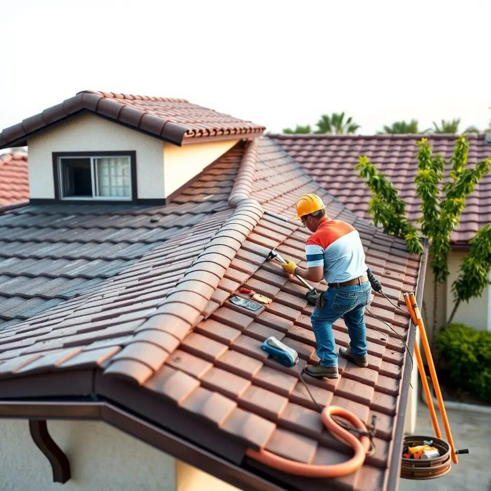 Residential roof replacement in progress on a Las Vegas home with new asphalt shingles